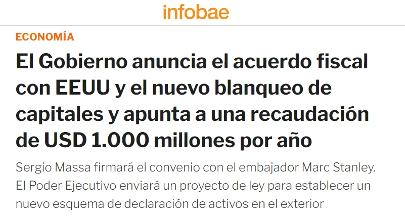 Argentina firmó un acuerdo de intercambio de información con EEUU. Qué informará, cuándo, y cómo afecta a quienes reciben ingresos del exterior. Intercambio de Informacion